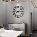 LEIKE Large Wall Clock, 24" Completely Silent, Non Ticking, Battery-Operated,Rustic Round Modern Metal Wall Clock Decor for Living Room, Bedroom and Kitchen, (60cm, Black-Roman Number) by CozyNest Decor