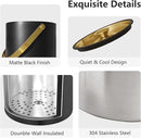 4L Ice Bucket with Silicone Lid, Scoop, Gold Tongs & Strainer, Stainless Steel Double Wall Insulated Ice Buckets for Parties & Cocktail Bar Outdoor Champagne Ice Container Bin, Black by CozyNest Decor