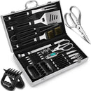 35pcs Deluxe Grilling Gifts Set for Birthday Fathers Day, Stainless Steel BBQ Accessories Kit for Men Dad, Professional Grill Tools Utensils with Scissors, Meat Claws in Aluminum Case Black by GreenHaven Gardens