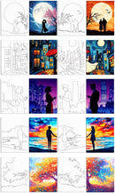WEBEEDY 10 Pcs Sip and Paint Canvas Set Pre Drawn for Painting, Valentines Painting Kit for Couples Date Night, Art Painting Supplies, Home Date Night Activity, Sip Party Decor, 203x245mm/8x10 by TinyTreasures Baby Boutique