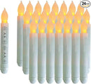 Pack of 24 Flameless Taper LED Candles - Battery Operated Flickering Ivory - Perfect for Wedding, Christmas, Parties - 6.5 Inch - White Plastic by CozyNest Decor