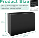Metal Rectangular Planter Box, Large Planter Boxes Outdoor, 37''L x 13''W x 26''H Heavy Duty Plant Box with Removable Insert Shelf, 3 Tier Adjustable Height Tall Garden Planter for Plants, Flowers by GreenHaven Gardens