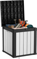 40 Gallon Resin Deck Box, Lockable Patio Outdoor Storage Box for Furniture, Garden Tools and Tools Storage, Waterproof Outside Storage Boxes - Black&White by GreenHaven Gardens