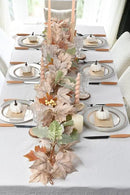 DearHouse 2 Pack Fall Maple Leaf Hanging Vine Garland Artificial Autumn Foliage Thanksgiving Decor for Home Wedding Fireplace Party Christmas (White&Green) by CozyNest Decor