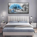 ZUITINGHUA Large Black Framed Wall Decor For Living Room Canvas Wall Art For Office Modern Wall Decorations For Bedroom Blue Tree Landscape Paintings Black And White Pictures Home Decor 24x48 In by CozyNest Decor