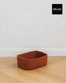 KALLAX Small Woven Basket, 12 x 8 x 4.5 Inches, Storage Basket for Organizing, Cute Small Rope Shelf Closet Cube Storage Bins Baskets for Shelves, Dog Toy Gift Baskets Empty, 3 Pack Rust Red by TinyTreasures Baby Boutique