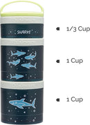 Whiskware Stackable Snack Containers for Kids and Toddlers, 3 Stackable Snack Cups for School or Travel, Sharks by TinyTreasures Baby Boutique