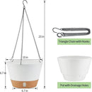 2 Pack 10 Inch Hanging Planters for Indoor Outdoor Plants, Hanging Plant Flower Pot Basket with Drainage Hole with Removable Tray&Hooks Self Watering Plant Pot for Hanging Plants, White by CozyNest Decor