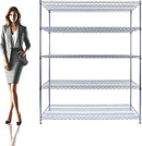60"x24"x72" Chrome 5-Tier PREMIUM Wire Shelving NSF 4000 LBS MAX CAPACITY Heavy Duty Steel Storage Rack for Warehouses, Garages, Hospitals, Commercial Spaces, & Schools w/PREMIUM WHEELS by CozyNest Decor