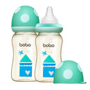 YOHKOH PPSU Baby Bottle Wide Neck, Newborn Anti-Colic Baby Bottle with Natural Response Nipple, Streamlined Body, Easy to Clean (8.8oz (Pack of 2), Blue) by TinyTreasures Baby Boutique