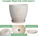 6 Inch Ceramic Plant Pot for Indoor Plants Outdoor Round Planter Flower Pot with Drainage Hole and Saucer for Home Garden Office Decor White by GreenHaven Gardens