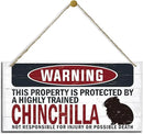 Warning Sign, Chinchilla Warning Wood Plaque Sign, Funny Door Signs, Decorative Wood Hanging Suspension Plaque, Farmhouse Wooden Wall Decor, Outdoor Hanging Wooden Signs by CozyNest Decor