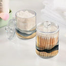 2 Pack Qtip Holder Organizer Dispenser Marble Mountain Bathroom Storage Canister Cotton Ball Holder Container for Cotton Pads/Swabs/Floss by CozyNest Decor