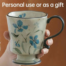 360ml -12.17oz Painted Forget-Me-Not Floral Ceramic Mug - Cute Coffee Cup for Latte, Espresso - Gift for Women, Dishwasher Safe by CozyNest Decor