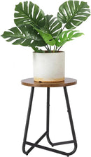 Indoor Plant Stand,Mid Century Wood Stand Plant Table,Modern Plant Stool for Outdoor,Metal Tall Holder for Flower Pots,Small Round Side End Table (Rustic Brown, 15 inch) by GreenHaven Gardens