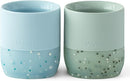 Moonkie Silicone Baby Cups 4 Months+ | Open Training Drinkware for Infants with Confetti Sprinkles | Baby-Led Weaning Essential | 2 oz (Ether/Mint, 2 Pack) by TinyTreasures Baby Boutique