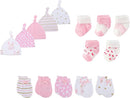 15 Pack Unisex New Born Boy Girls Hats Mittens Socks Sets Cotton Soft Infant Accessory 0-6 Months Baby Essentials by TinyTreasures Baby Boutique