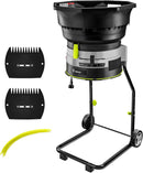 Electric Leaf Mulcher/Shredder: DEKOPRO 13-Amp 8200RPM Motor for 17:1 Reduction Ratio, Adjustable Control Dia with Leaf Scoops Spade and 20 Cutting Lines by GreenHaven Gardens