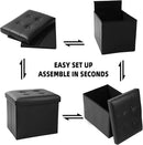 ALASDO Storage Ottoman Footrest Stool Small Ottoman with Storage Foldable Ottoman Leather Foot Rest Footstool Bench for Living Room 17x13x13inches Black by CozyNest Decor