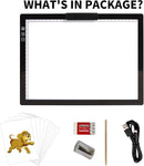 KOBAIBAN Wireless A4 LED Light Pad with Innovative Stand, Top Clip, Stepless/ 6-Level Dimmable Brightness Rechargeable tracing Light Box/Board for Cricut Vinyl, Weeding Tool, Diamond Painting, HTV by TinyTreasures Baby Boutique