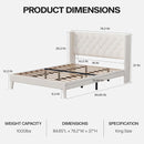 King Size Bed Frame with LED Lights, Upholstered Bed Frame with Wingback Diamond Tufted Headboard, Wood Slats Support, Noise-Free, Easy Assembly, No Box Spring Needed, Beige by CozyNest Decor