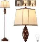 Luvkczc Vintage Floor Lamp - Brown Carved Resin with Hollow Light Design, Rustic Standing Lamp for Living Room, Bedroom, Study(Bulb Included) by CozyNest Decor
