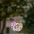 Hanging Solar Lanterns Outdoor Waterproof, Decorative Mosaic Butterfly Solar Lantern, Gazing Ball Globe Hanging Lantern for Patio Garden Yard Home Decor by GreenHaven Gardens