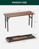 Frylr Small Folding Computer Desk – 55.1 Inch Portable Table for Craft and Study, Lightweight Desk for Small Spaces, Foldable Laptop Table Built-in AC/USB Outlets for Convenience, Dark Walnut by CozyNest Decor