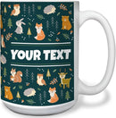 Personalized Mug for Kids - Woodland Animals - Custom Name/Text, Ceramic Hot Chocolate/Cocoa/Coffee Cup for Boys/Girls, Birthday/Christmas/Holiday Gift - 15 oz, White Handle by TinyTreasures Baby Boutique