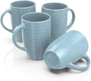 Set of 4 Oversized 20oz Tall Ceramic Latte Coffee Mugs, Gift Set for Cococa, Tea and More. With Large Handles; Dishwasher and Microwave Safe. (Blue) by CozyNest Decor