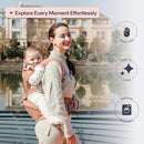 BabbleRoo Grow Carrier – Safety-Certified 6-in-1 Baby Carrier with Hip Seat, Ergonomic & Adjustable Toddler Carrier 7-50 lbs with Hip Support, Hood for Sun Protection, Newborn to Toddler,Kangaroo Rose by TinyTreasures Baby Boutique
