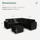 HONBAY Corduroy Modular Sectional Couch with Storage L-Shaped Sectional Couches for Living Room 6 Seater Modular Sectional Sofa, Black by CozyNest Decor