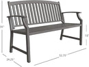 Grand patio 52" Farmhouse Outdoor Bench, Garden Benches with Rust Free Metal Powder Coated Frame and Aluminum Backrest, Faux Wood Grain Finish Frame Patio Bench for Front Porch, Weathered Grey by GreenHaven Gardens