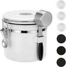 ShanSon Coffee Canister Airtight Coffee Container Stainless Steel Coffee Bean Storage Container with Scoop Coffee Canister for Beans Grounds Sugar Flour Tea Cereal,11OZ, White by CozyNest Decor
