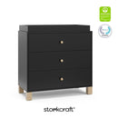Storkcraft California 3-Drawer Chest with Removable Changing Topper (Black with Driftwood) – GREENGUARD Gold Certified, Interlocking Drawer System, Pre-Installed Tracks, Easy Assembly by TinyTreasures Baby Boutique