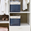TcaFmac Organization and Storage Basket for Gifts Empty - 16x12x12 inch Large 2 Pack Collapsible Storage Bins for Shelves, Fabric Storage Cubes for Organizing Cloth Toy Kids (White & Jean Blue) by CozyNest Decor