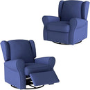 Swivel Rocker Recliner Chair, Nursery Glider Chair, Nursery Rocking Chairs, Manual Reclining Chair, Blue by TinyTreasures Baby Boutique