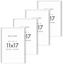 HAUS AND HUES 11x17 White Metal Picture Frames - Features Premium Aluminum, Vertical & Horizontal Hang, Shatterproof Plexiglass - Perfect for Home, Room, Office (11x17 in, White, Set of 4) by CozyNest Decor
