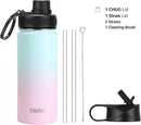 DRINCO Stainless Steel Water Bottle Spout Lid Vacuum Insulated Double Wall Water Bottle Wide Mouth (40oz 32oz 22oz 18oz 14oz) Leak Proof Keeps Cold or Hot (18 oz, 18oz Macaron) by CozyNest Decor