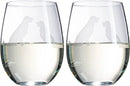 Set of 2 Golden Retriever Dog Stemless Wine Glasses