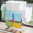 Foldable Laundry Drying Rack with Wheels - 48 Drying Rods, Heavy Duty, Movable, Perfect for Clothes, Duvet, Socks, Bed Linen, Sheets, 6 Wings by CozyNest Decor