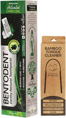 BENTODENT Teeth Whitening Bentonite Clay & Activated Organic Charcoal Toothpaste & Scraper - Detox,Tea Tree, Fluoride Free Adult, Vegan, Travel 3.52 oz by CozyNest Decor