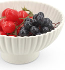 White Ceramic Fluted Decorative Bowl - 8 inch Fruit Footed Bowl for Kitchen Counter, Modern Key Pedestal Ruffle Bowl for Entryway Table & Home Organization-Fits Bread, Fruits, Salad or Popcorn by CozyNest Decor