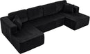 HYJT-H&K Modular Sectional Sofa Cloud Secttional Couch, 132" Comfy U Shaped Couches for Living Room, Deep Seat Memory Foam Fluffy Plush Corduroy Boneless Couch Sectionals with Chaise, Black by CozyNest Decor