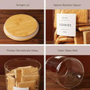 Set of 2 Large Glass Flour and Sugar Containers - 100 Fl oz Thicken Glass Storage Jars with Airtight Bamboo Lid and 132 Kitchen Pantry Labels - Big Clear Rice Containers Farmhouse by CozyNest Decor