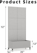 Casaphoria Metal Raised Garden Bed with Trellis and Wheels, 72"x35"x16" Planter Box for Climbing Plants, Vegetables & Vines, Features Drainage Holes and Privacy Screen (Grey-Louvered) by GreenHaven Gardens