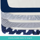 4-Pack Fitted Pack and Play Sheets for Boys and Girls - Breathable, Soft Microfiber Baby Sheets in Grey and Navy by TinyTreasures Baby Boutique