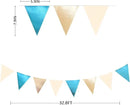 Champagne Gold Sky Blue Beige Decorations Metallic Fabric Triangle Pennant Banner Bunting Flag Garland for Birthday Baby Shower Engagement Wedding Graduation Bridal Shower Party Decorations Supplies by GreenHaven Gardens