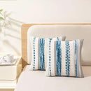 Boho Throw Pillow Covers 18x18 Set of 2 Farmhouse Decorative Cushion Case Striped Square Pillows Cover Chenille Pillow Cases Accent Neutral Pillowcase for Sofa Couch Bed,Sky Blue by CozyNest Decor