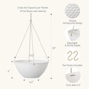 LA JOLIE MUSE Hanging Planters for Outdoor Plants, Large Hanging Planter with Drain Holes, Outdoor Hanging Flower Pots, White Stone, Honeycomb (13.2 Inch, Set of 2) by CozyNest Decor